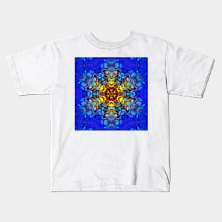 Digital Mandala Yellow and Blue Kids T-Shirt